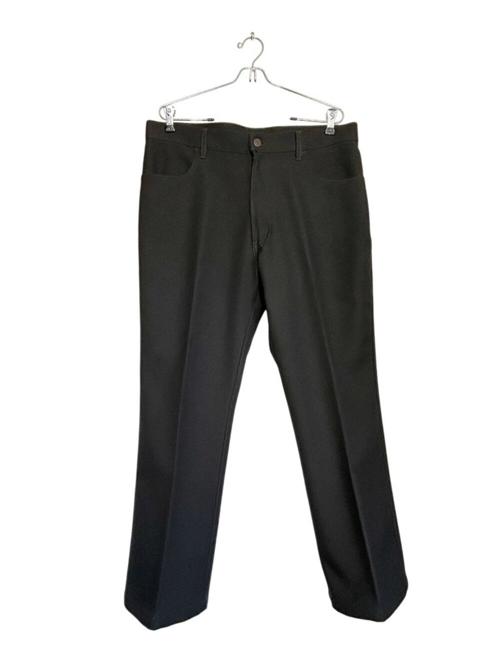 Vintage 90s Levi's 517 Bootcut Polyester Creased Pants in Black - Sz 36x29